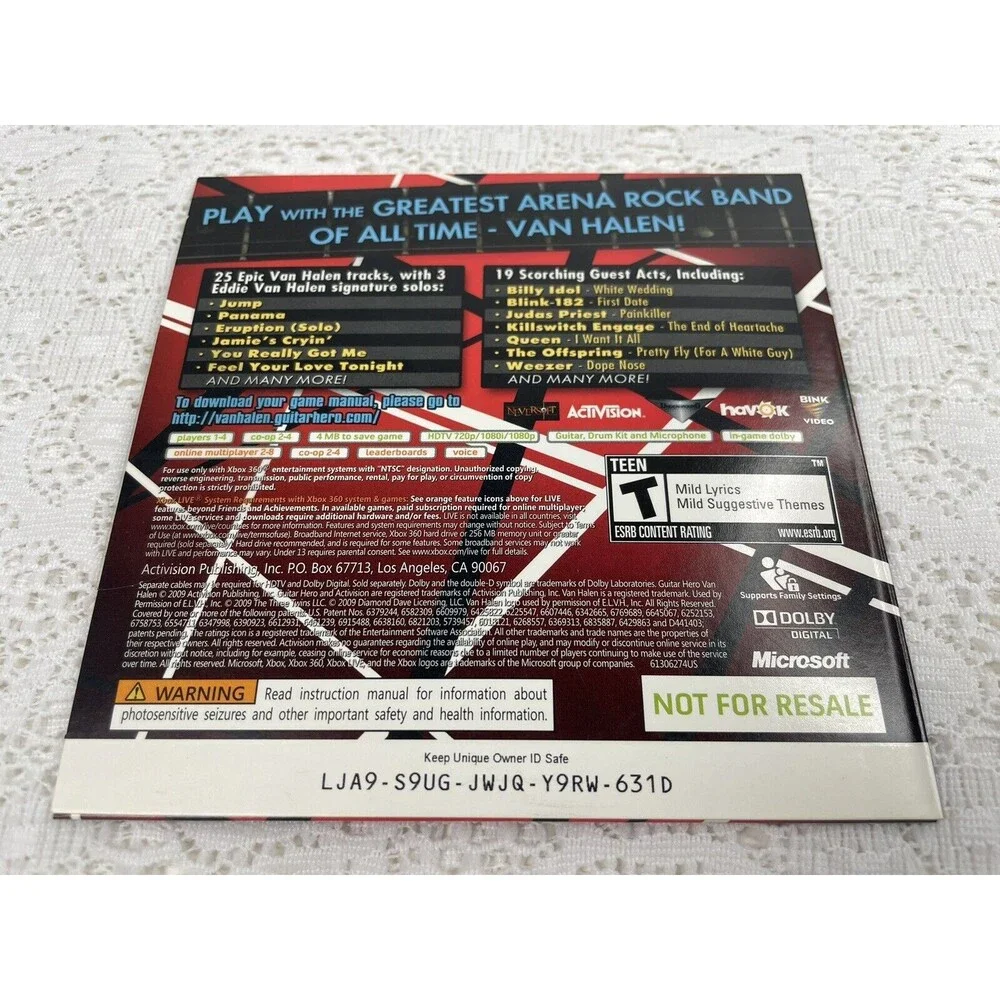 Guitar Hero: Van Halen (Xbox 360) - TESTED WORKING, Not For Resale Version New.